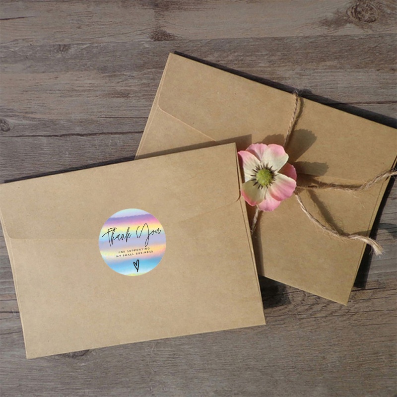 Set 500 nhãn dán màu cầu vồng trang trí quà tặng