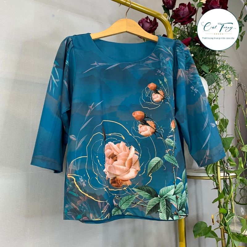 Áo nữ trung niên cho bà cho mẹ dòng vải tơ tằm sang trọng đẳng cấp - Thời trang Cát Tường