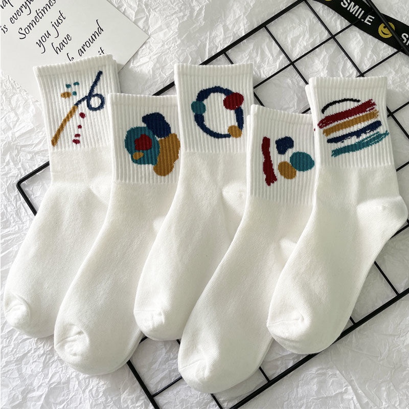 Vớ Ống Họa Tiết Graffiti Thời Trang Đường Phố Nhật Hàn Dành Cho Nữ