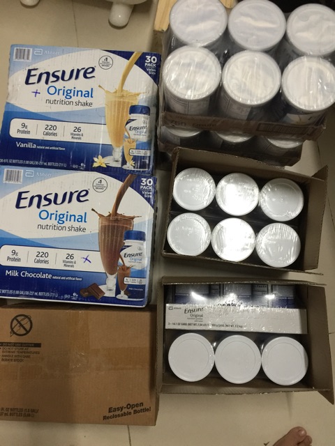 combo6 chai sữa ensure 237 ml hương socola, vani Mỹ