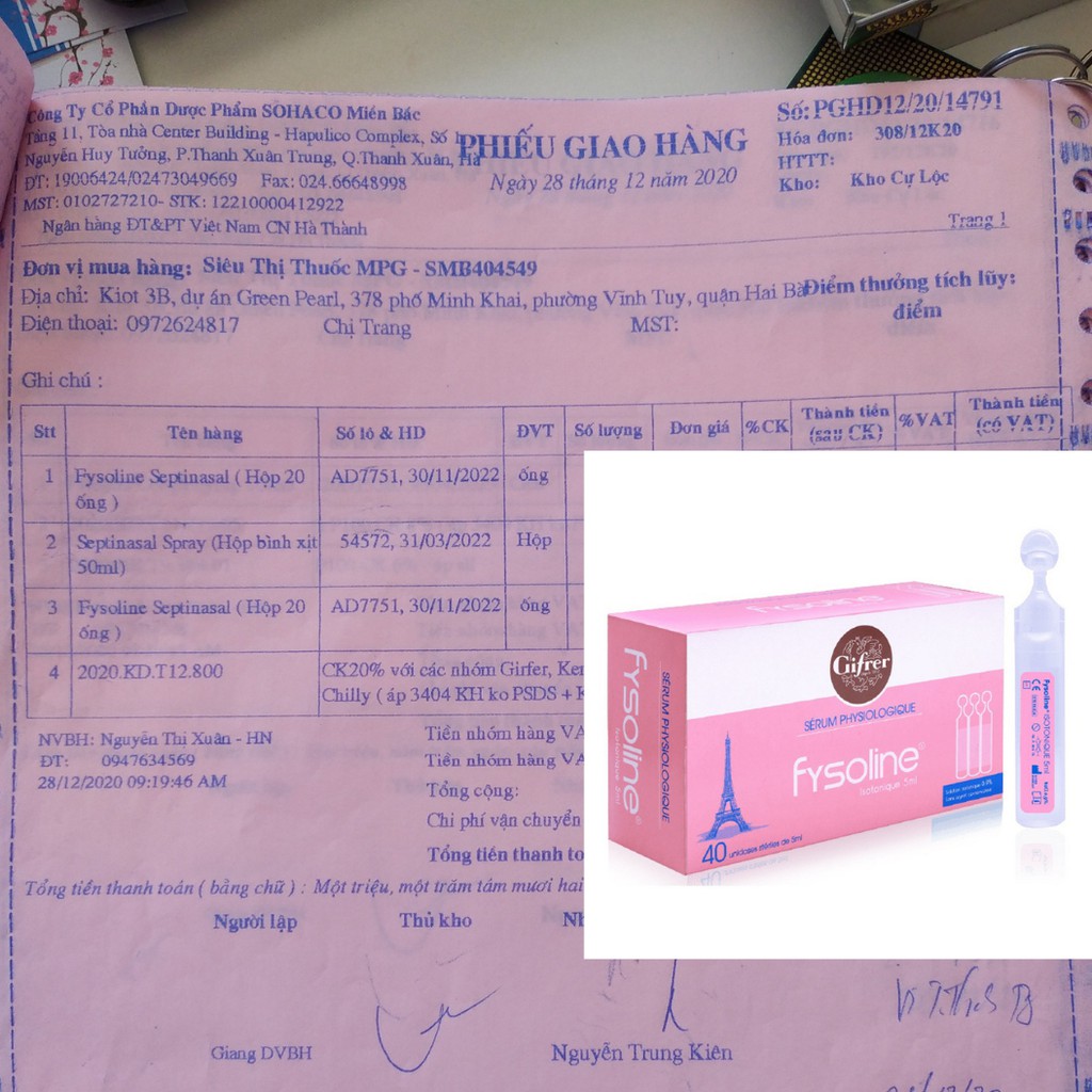 Fysoline vàng - Nước muối sinh lý Kháng khuẩn Pháp - Hỗ trợ nghẹt mũi, viêm mũi, sổ mũi