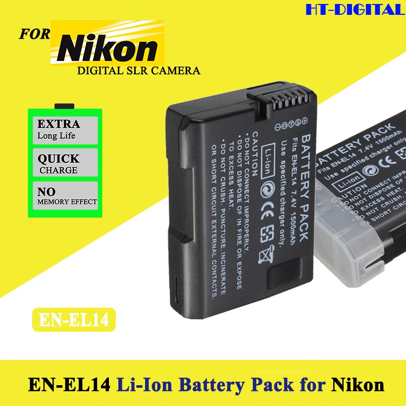 Pin máy ảnh EN-EL14 cho Nikon D3100, D3200, D5100, D5200, P7000, P7100, D5300: EL14 1030mAh