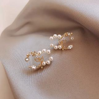 DDFI - Pearl Petal Sweet Stud Earrings Korea Mini Petite Rhinestone S925 Drop Earrings NewJewelry B3C09