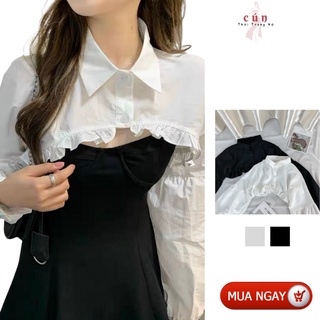 Áo Sơ Mi Croptop Phối Bèo Dài Tay Dễ Thương phong cách thời trang cá tính và năng động