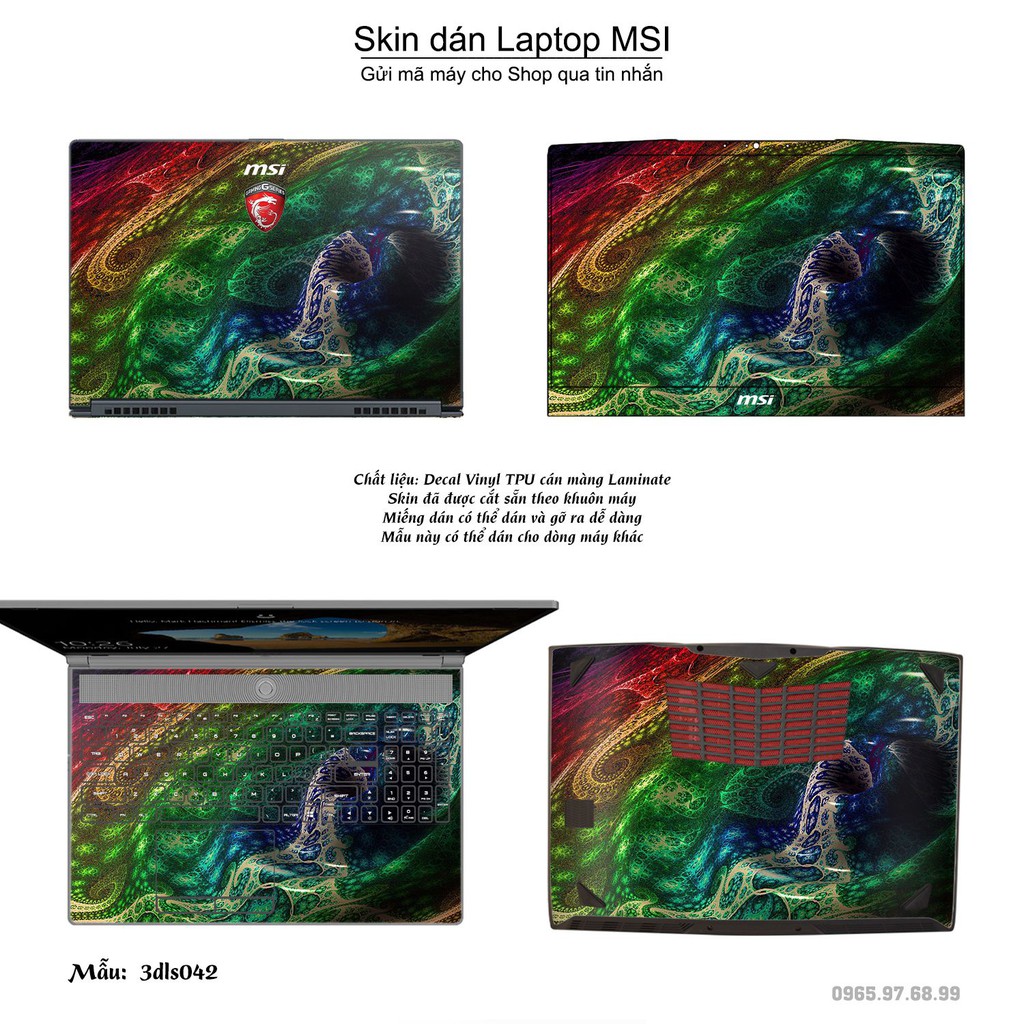 Skin dán Laptop MSI in hình 3D họa tiết (inbox mã máy cho Shop)