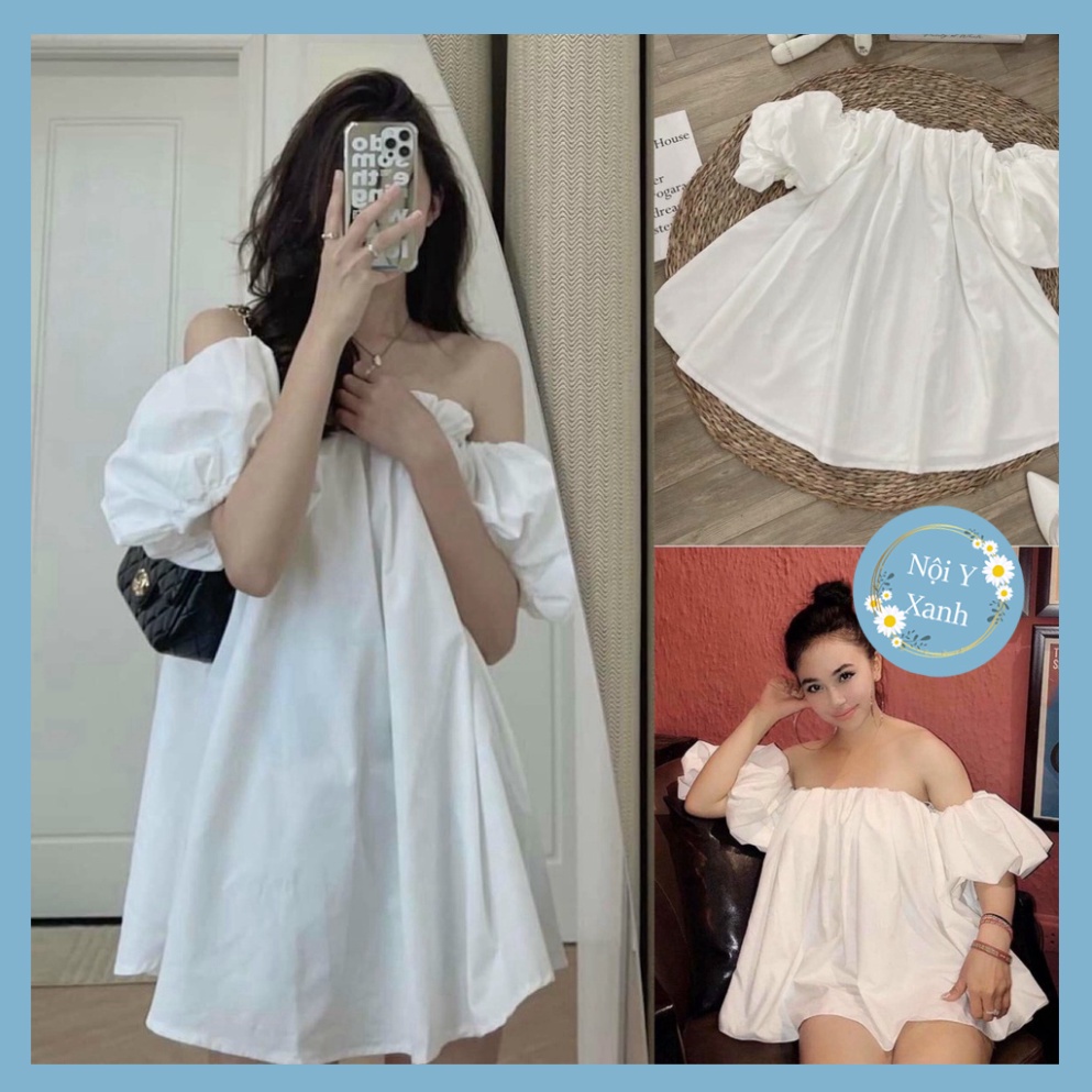 Áo trễ vai nữ bánh bèo- tay phồng xa hoa form rộng chất vải đẹp thời thượng A678 Nội Y Xanh hàng đẹp trendy - nội y xanh