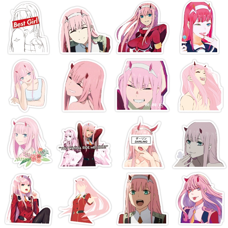Y&P| Hình Dán Chống Nước Darling In The Franxx Nhật Bản Anime Mũ Bảo Hiểm Máy Tính Xách Tay Hành Lý Dán Thiết Lập, 50 tờ