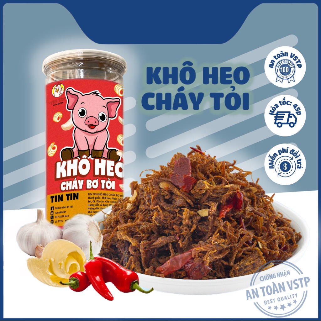 Heo khô cháy bơ tỏi TinTin hũ 300G, thịt khô, đồ ăn vặt, học sinh sinh viên thơm ngon, an toàn vệ sinh thực phẩm | BigBuy360 - bigbuy360.vn