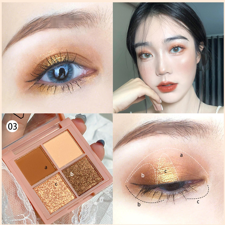 (Hàng Mới Về) Bảng Phấn Mắt 4 Màu Kim Tuyến Lấp Lánh