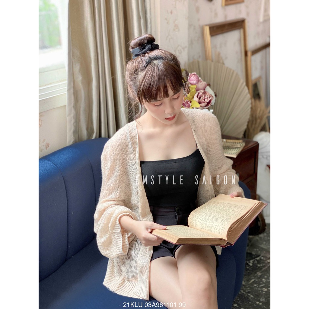 Áo khoác len mỏng Cardigan dệt kim đi biển FmStyle SaiGon 20KLU10G11301 - 21KLU03A961101