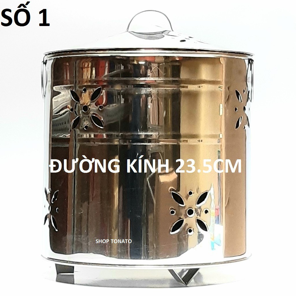 (ĐƯỜNG KÍNH 23.5CM)THÙNG ĐỐT VÀNG MÃ,GIẤY TIỀN VÀNG BẠC INOX