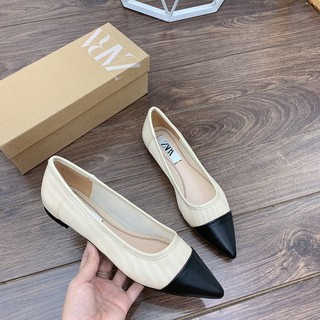 Giầy búp bê lưới mix mũi da zara fullbox