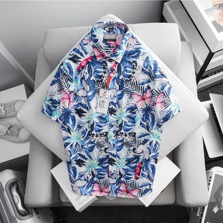 Áo sơmi tay ngắn họa tiết hoa lá cotton mát siêu nhẹ phom relax gọn người - SMEH5