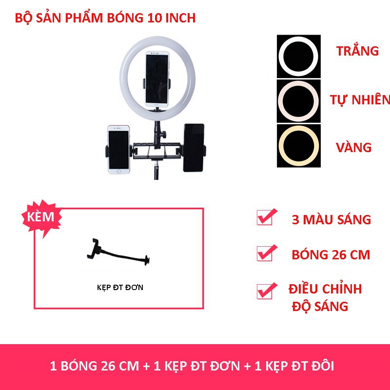 Đèn tròn Livestream, Makeup, Trang Điểm đường kính 16/26cm 3 chế độ sáng