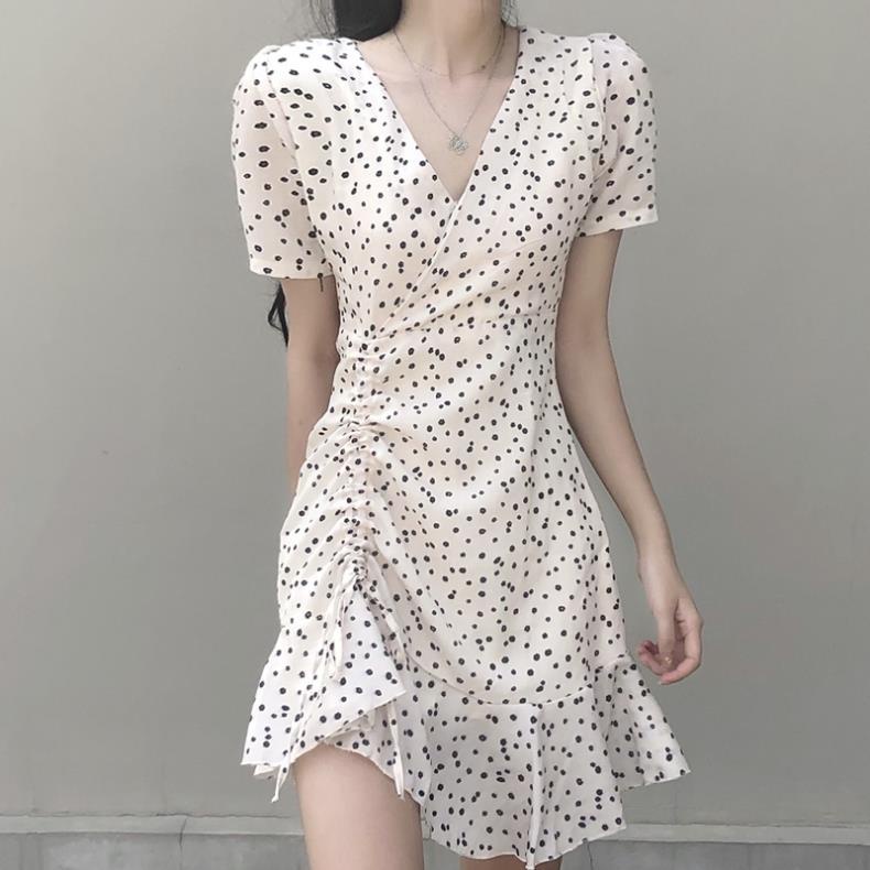 đầm trắng đầm bigsize nữ đầm tay phồng đầm nữ váy hoa nhí vintage váy cổ v váy đi chơi đầm đi tiệc váy tiểu thư sang chảnh