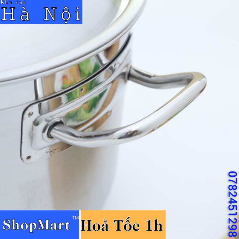 Nồi Inox Bếp Từ 3 Đáy Vung Kính VIETCOOK size 16, 18, 20, 22, 24, 26, 28, 30, 32 cm cao cấp nồi luộc gà