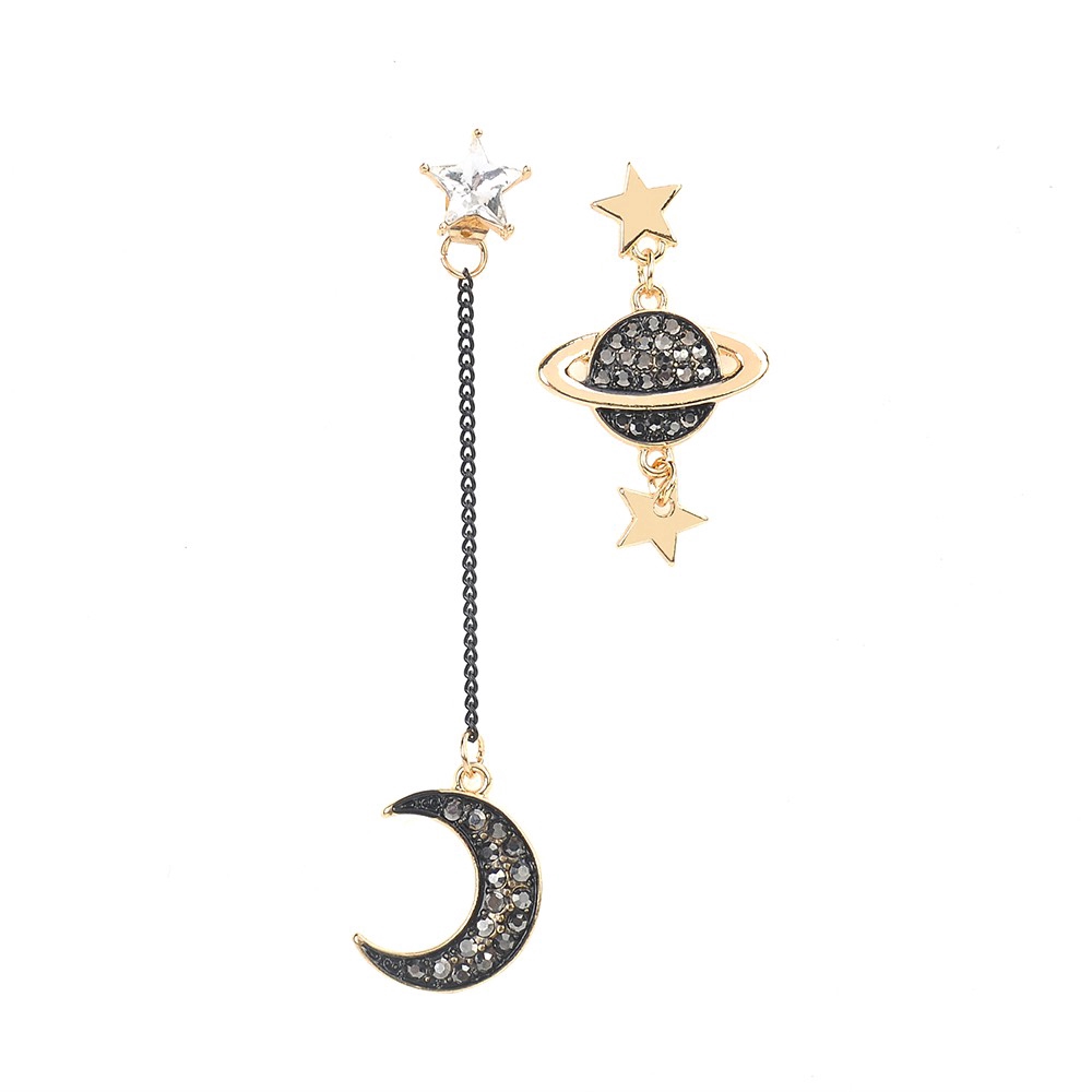 Cod Qipin Fashion Women Moon Star Planet Asymmetric Drop Dangle Earring Ear Studs Jewelry