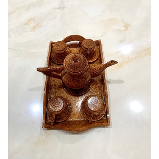 Bộ trà gỗ dừa 4 tách, 6 tách