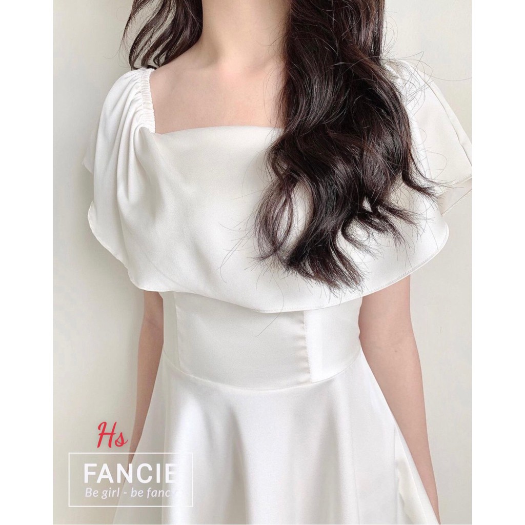 Váy Nữ  ❤️️𝐹𝑅𝐸𝐸 𝑆𝐻𝐼𝑃❤️️ Váy Trắng Ôm Eo Vai Bèo Cổ Vuông - Chất Lụa  Siêu Xinh | BigBuy360 - bigbuy360.vn