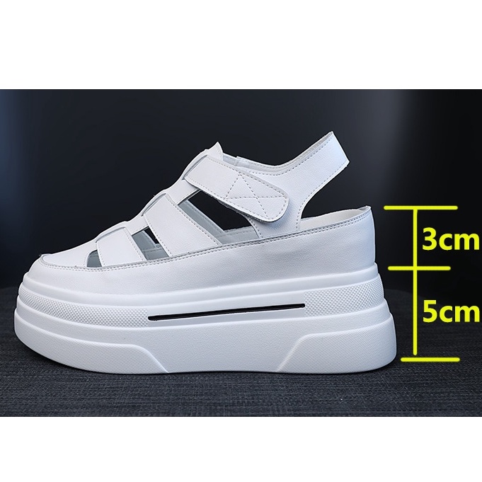 🎀COOL A Xăng đan Thể Thao Đế Dày Hở Mũi Màu Trắng Thời Trang Mùa Hè Hàng Mới Dành Cho Bạn Nữ Thi thể thao Baoto nữ San bằng rỗng Roman Gót chân Sàn dày