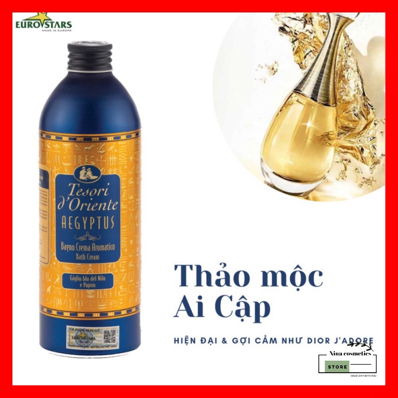 Sữa Tắm Ý Lưu Hương Nước Hoa Thảo Mộc Ai Cập Tesori Size 250ml Và 500ml Kèm Vòi