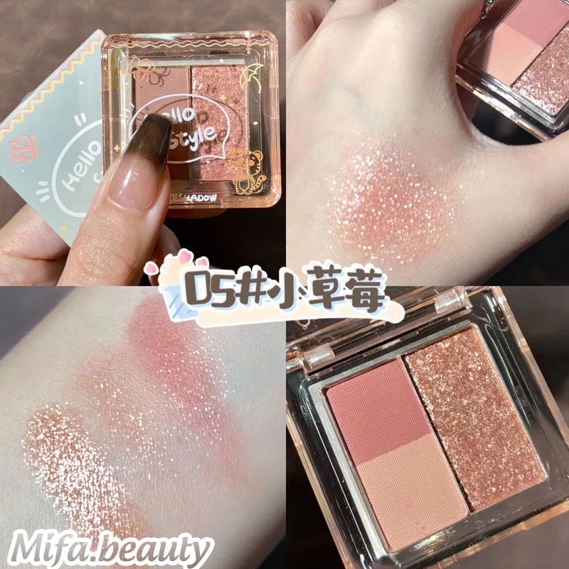 Bảng Phấn Mắt Bắt Sáng Hello Style 3 Màu Nhũ Lì Lấp Lánh Chính Hãng