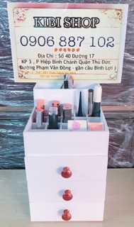 Kệ Đựng Mỹ Phẩm 3 Tầng Trắng Núm Gỗ