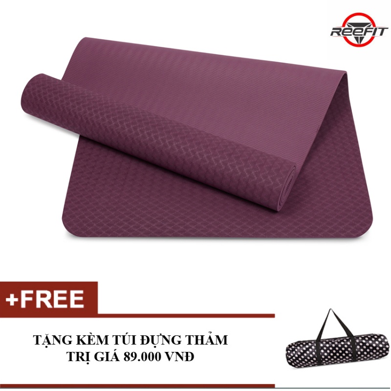 Thảm tập Yoga Eco 6mm 2 lớp TPE màu tím (kèm túi)