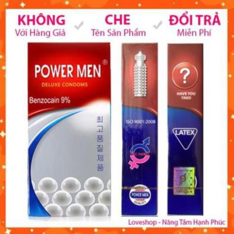 Bao cao su trị xuất tinh sớm/gân/gai/kéo dài thời gian quan hệ-Bcs Power Men Ngọc Trai Hộp 12 Cái /áo mưa