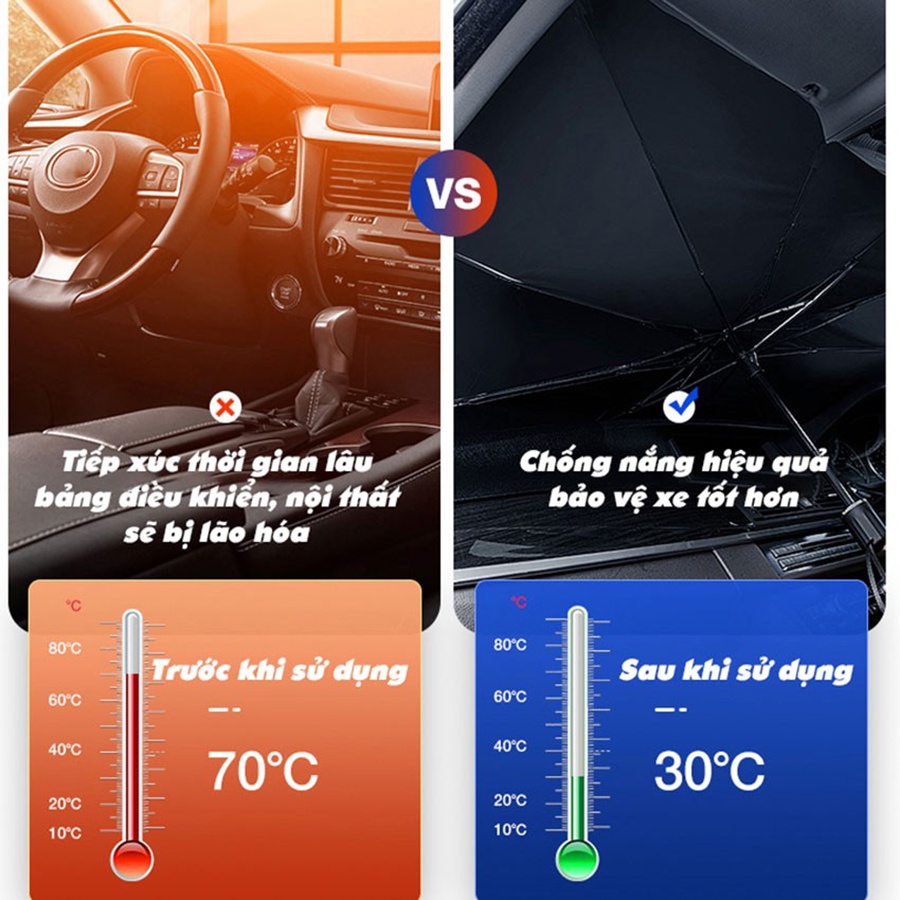 Tấm Che Nắng Bên Trong Kính Lái Xe Hơi - NIKITA - Ô Tô Gấp Gọn Tiện Lợi - Bảo vệ nội thất ô tô - Chống sốc nhiệt