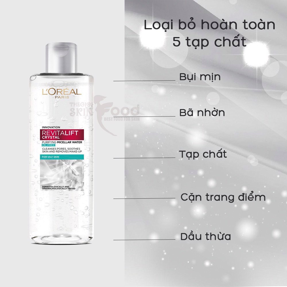 Nước Tẩy Trang LOréal Paris Revitalift Crystal Purifying Micellar Water 95ml Dành Cho Da Dầu Daothinhuquynh