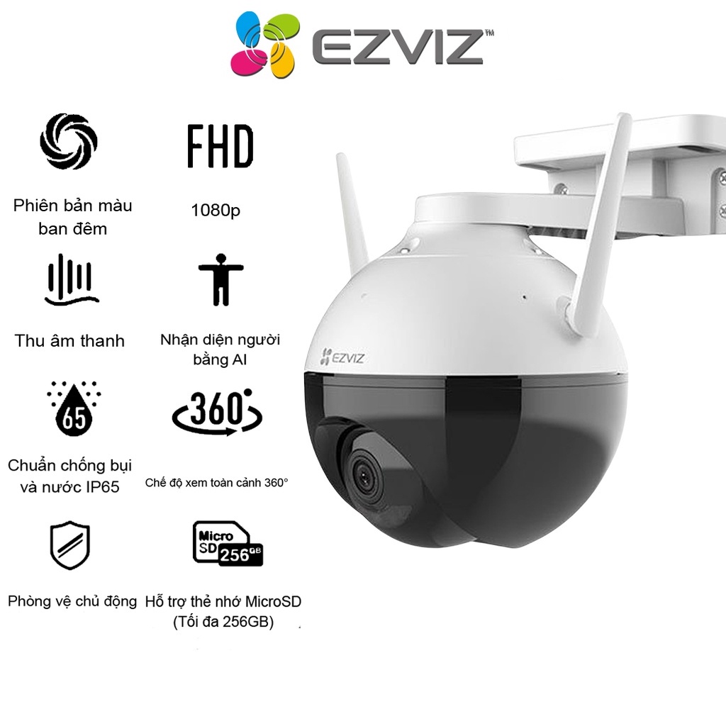 Camera Wifi EZVIZ ngoài trời C8W/C8C/C3TN - Siêu nét 4MP/2MP Mắt kép xoay 360 - Hàng chính hãng