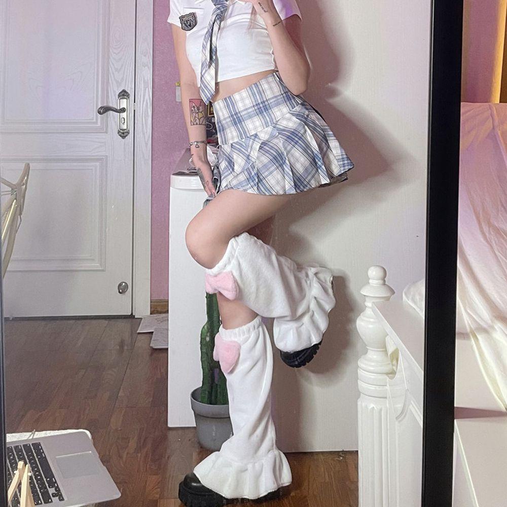 Vớ Ống Chân Giữ Ấm Mùa Đông Phối Bèo Nhún Phong Cách Lolita Nhật Bản Dễ Thương Cho Nữ