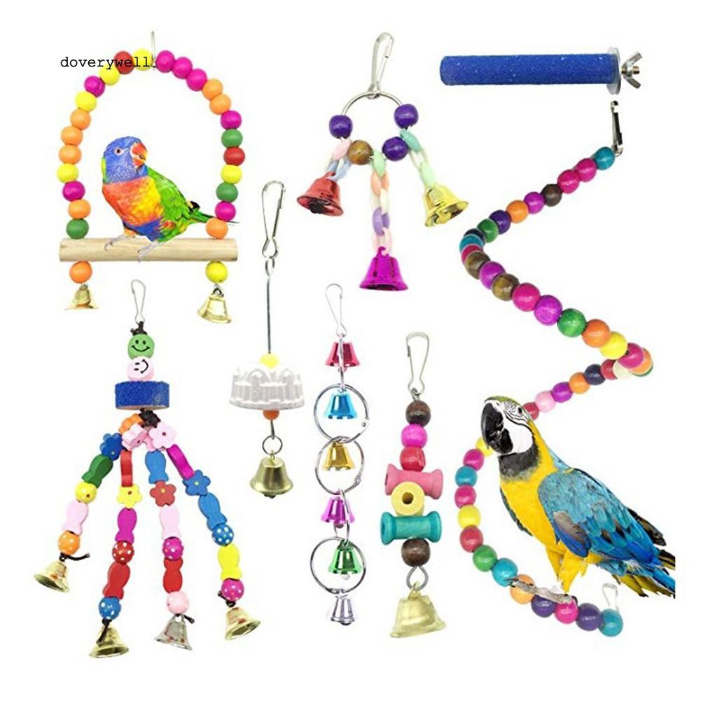 Set 8 đồ chơi treo lồng thiết kế độc đáo cho nuôi chim/vẹt