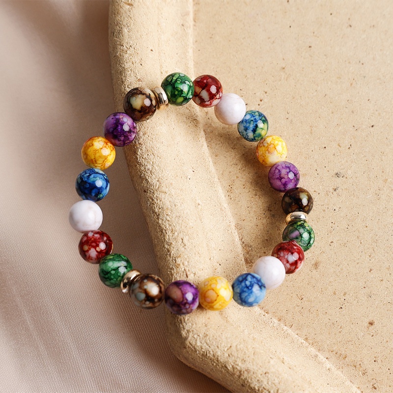 Vòng Tay Chuỗi Hạt Đá Núi Lửa Chakra 7 Chakras Giảm Căng Thẳng Cho Cặp Đôi