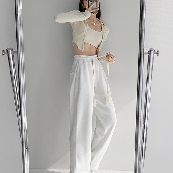 Quần dài lưng cao ống rộng thời trang năng động dành cho nữ