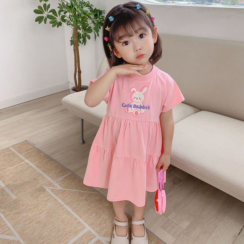 Đầm Thun Cotton Mùa Hè Phong Cách Mới Cho Bé Gái