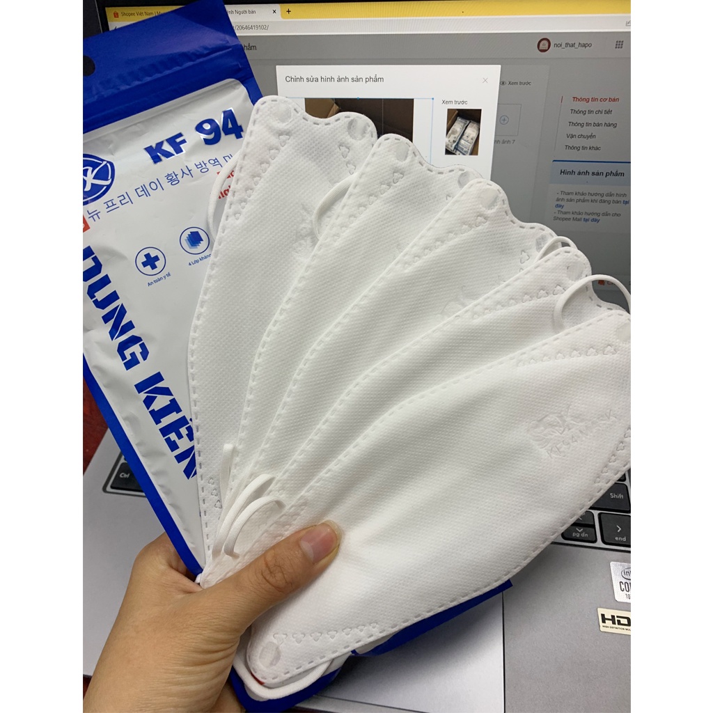 Khẩu Trang KF94 UNI MASK 4 Lớp Kháng Khuẩn Hàng Chính Hãng Chống Bụi Mịn Công Nghệ Hàn Quốc 4D