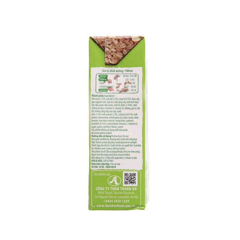Lốc 4hộp thức uống ngũ cốc Việt Ngũ Cốc 180ml