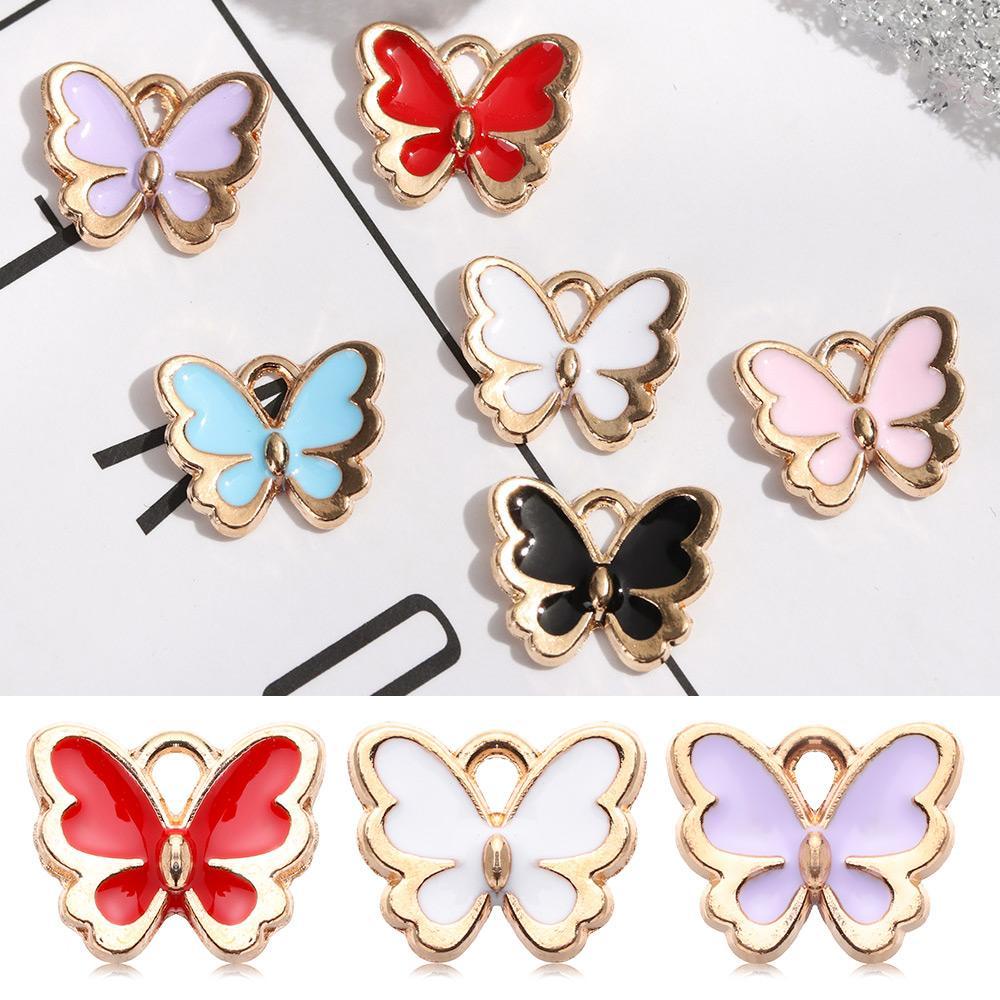 Set 10 Mặt Dây Chuyền Hình Bướm Bằng Hợp Kim Tráng Men DIY