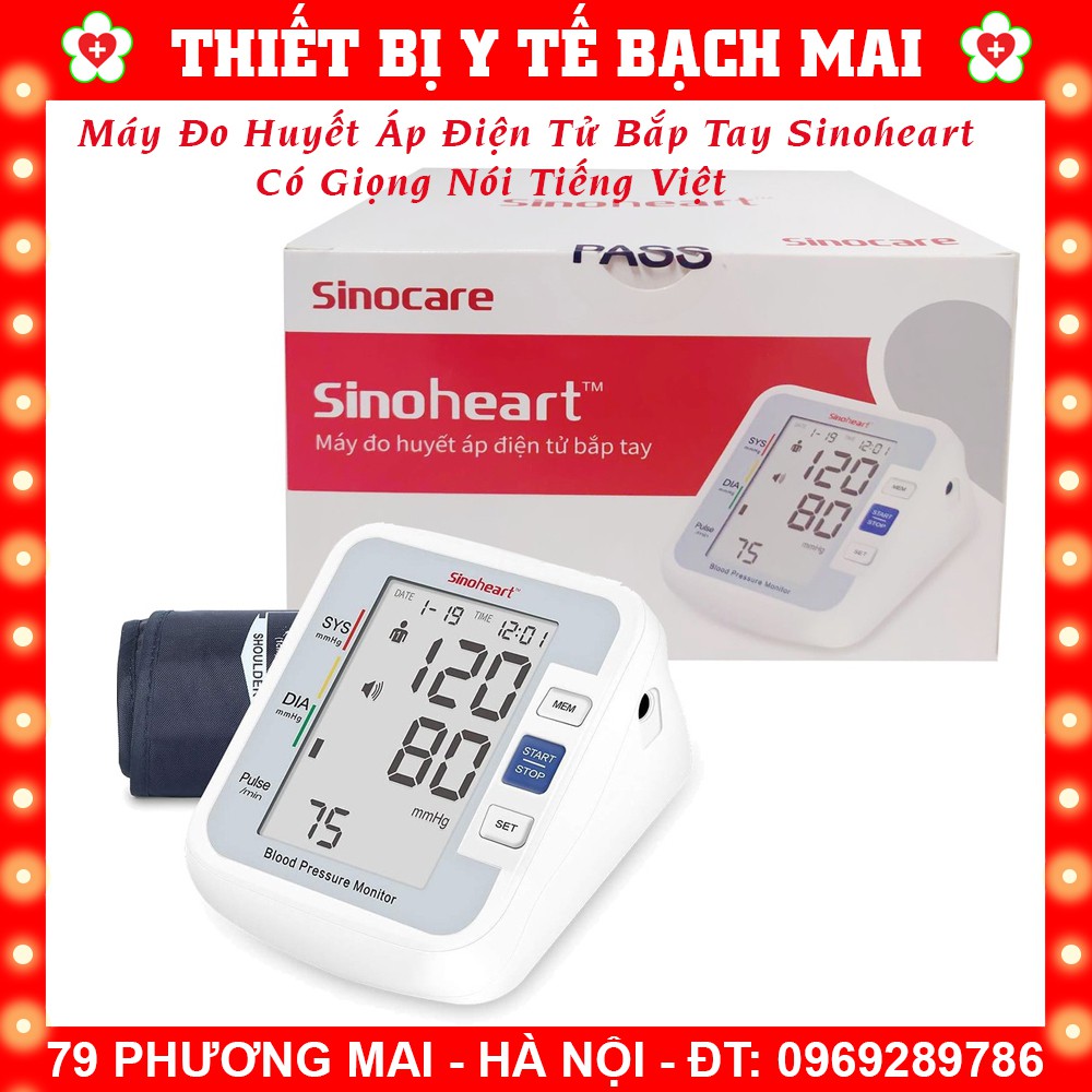 Máy Đo Huyết Áp Bắp Tay Sinoheart BA-801 - Có Màn Hình Điện Tử LCD - Có Giọng Nói Tiếng Việt