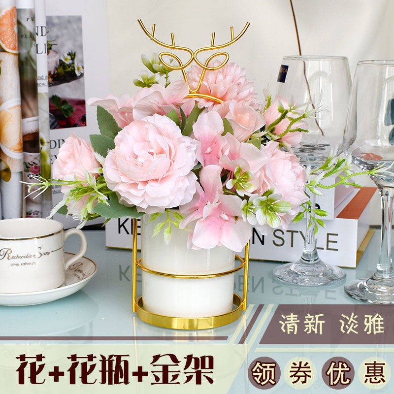 Mô phỏng hoa giả hoa bàn phòng ngủ phòng khách trang trí nội thất tủ rượu đồ trang trí thủ công hoa lụa hoa Xiao Khánh h