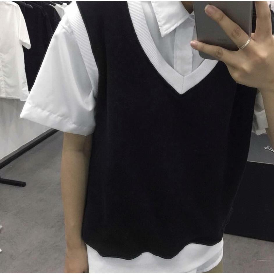 (BIGSIZE 3XL) Áo Gile Unisex Cổ V Đơn Giản Phong Cách Ulzzang Hàn Quốc, Form Rộng Cho Nam và Nữ  ྇