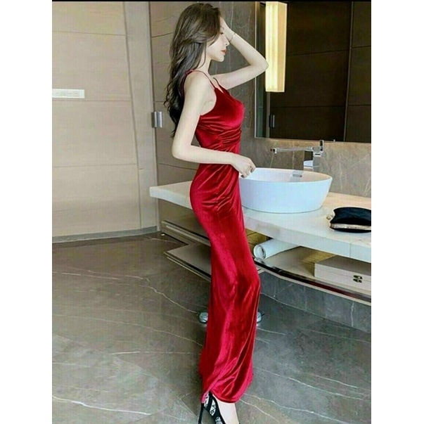 Đầm maxi 2 dây xẻ tà quyến rũ vải những cao cấp