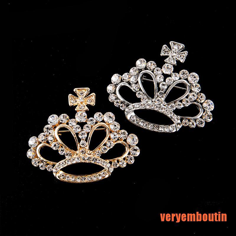 Ghim Cài Áo Hình Vương Miện Đính Đá Thời Trang