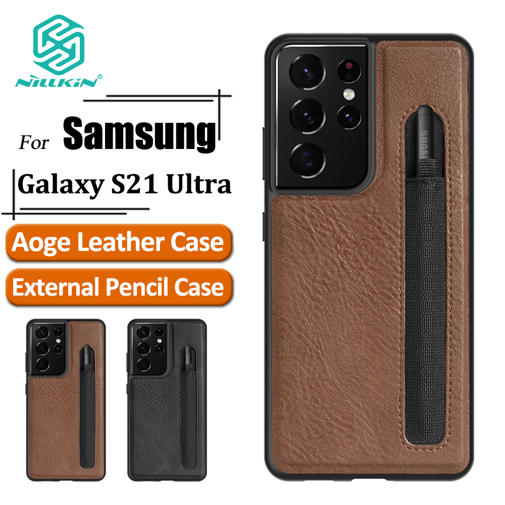 Ốp Điện Thoại Nillkin Aoge Bằng Da Phong Cách Sang Trọng Cao Cấp Kèm Khe Cắm Bút Cho Samsung Galaxy S21 Ultra 5G | BigBuy360 - bigbuy360.vn