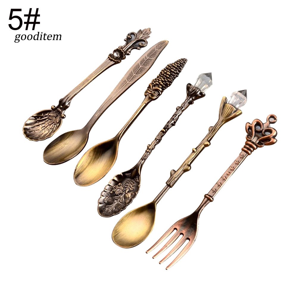 Set 6 Muỗng Cà Phê Cán Dài Hình Vương Miện Độc Đáo