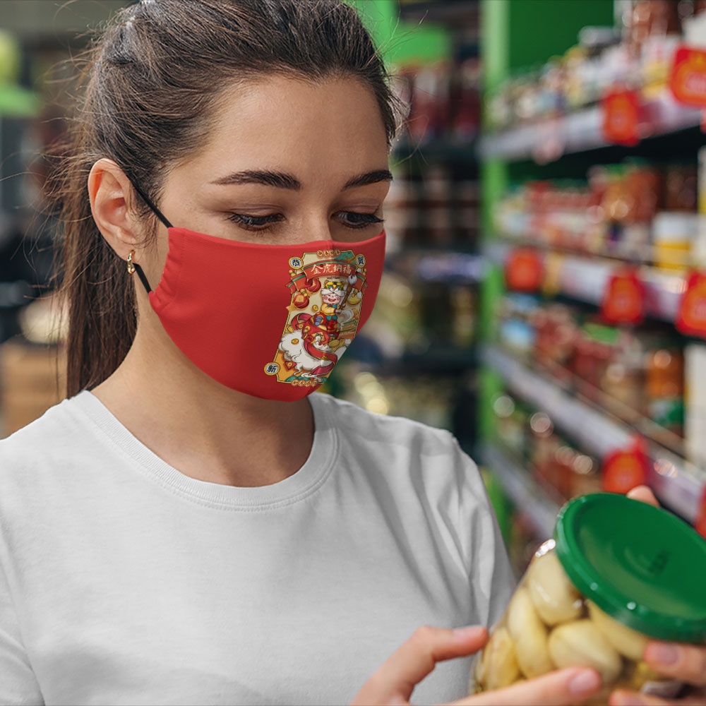 Khẩu trang nhâm dần chúc mừng năm mới happy new year 2022 tết cát tường tài lộc CARTWELL phòng dịch bệnh thời trang unis