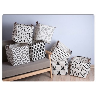 Giỏ Vải Cotton Lanh Hình Vuông Đựng Quần Áo Tiện Dụng