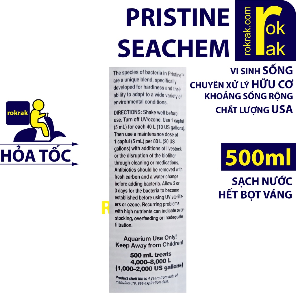 Seachem Pristine 500ml 1L  vi sinh sống chuyên dụng lọc phân hủy hồ cá thủy sinh